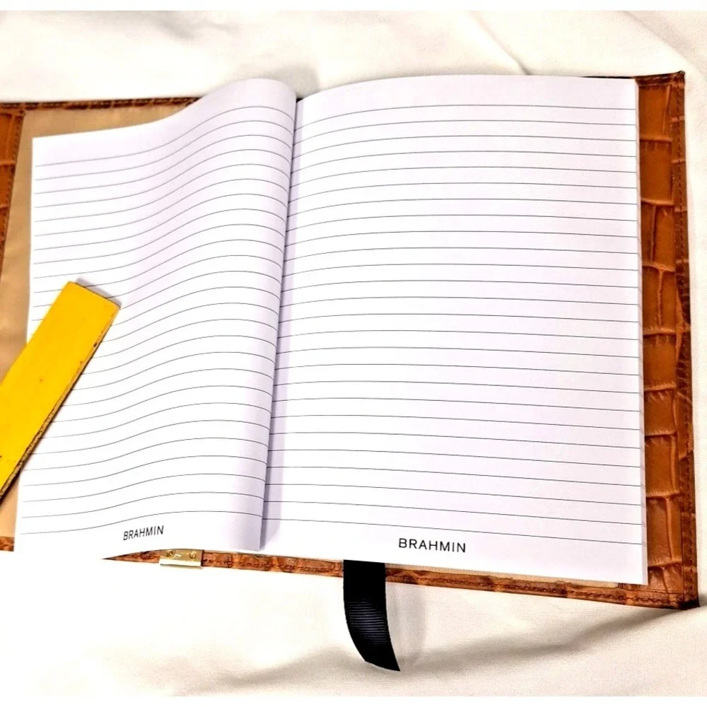 Brahmin Journal Notebook Diary Melbourne Pecan Tan Croc Print Leather Luxury